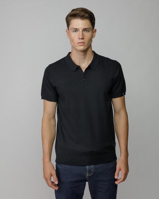 BLACK MEN'S SHORT SLEEVE POLO SHIRT 1D25FW4058SS1101