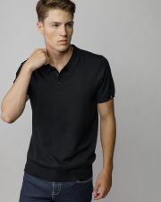 BLACK MEN'S SHORT SLEEVE POLO SHIRT