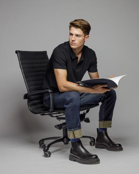 BLACK MEN'S SHORT SLEEVE POLO SHIRT 1D25FW4058SS1101