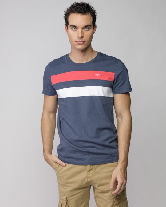 MULTICOLOR MEN'S STRIPED SHORT SLEEVE T-SHIRT 1D25FW4056SS0105