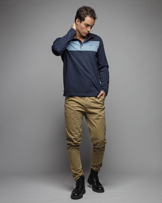 BLUE MEN'S LONG SLEEVE POLO SHIRT 1D25FW4007LS0105