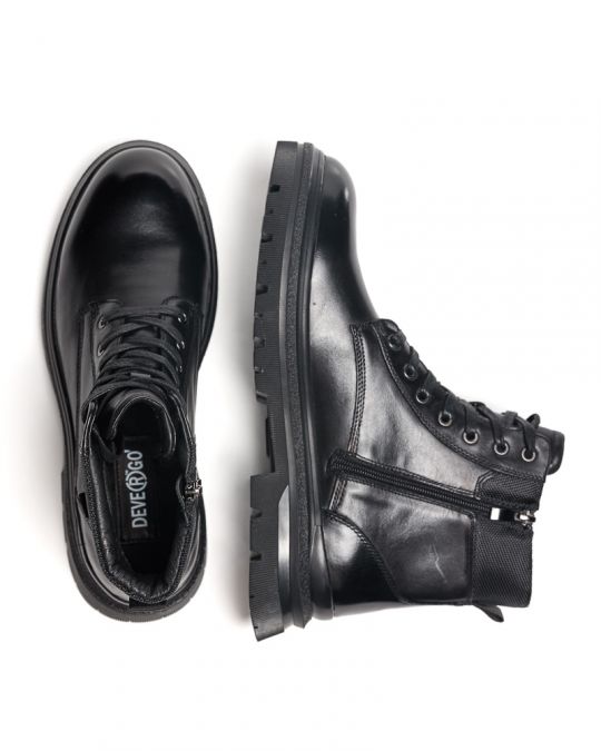 BLACK MEN'S LEATHER BOOTS - AUSTIN DE25FW6042LE MZ