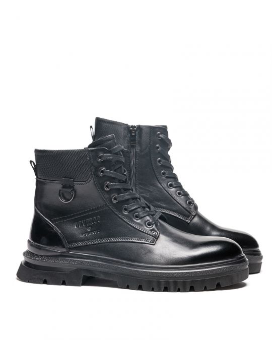 BLACK MEN'S LEATHER BOOTS - AUSTIN DE25FW6042LE MZ