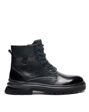 BLACK MEN'S LEATHER BOOTS - AUSTIN DE25FW6042LE MZ
