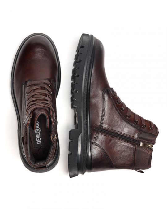 BROWN MEN'S LEATHER BOOTS - AUSTIN DE25FW6042LE MZ