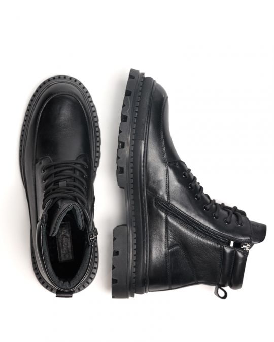 BLACK MEN'S LEATHER BOOTS - GAVI DE25FW6044LE WR