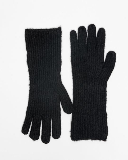 BLACK WOMEN'S KNITTED GLOVES 2D25FW8525KE1101