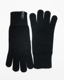 BLACK MEN'S KNITTED GLOVES 1D25FW8021KE1101