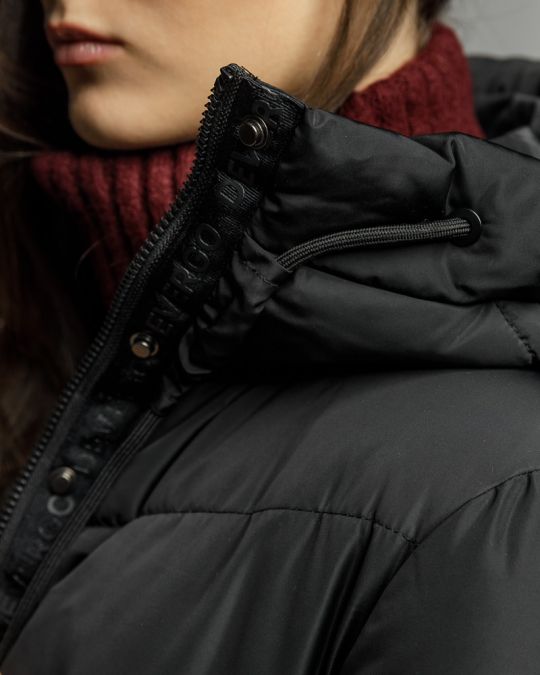 BLACK WOMEN'S LONG WINTER COAT 2D25FW3570KA1600