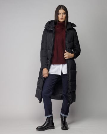 BLACK WOMEN'S LONG WINTER COAT 2D25FW3570KA1600