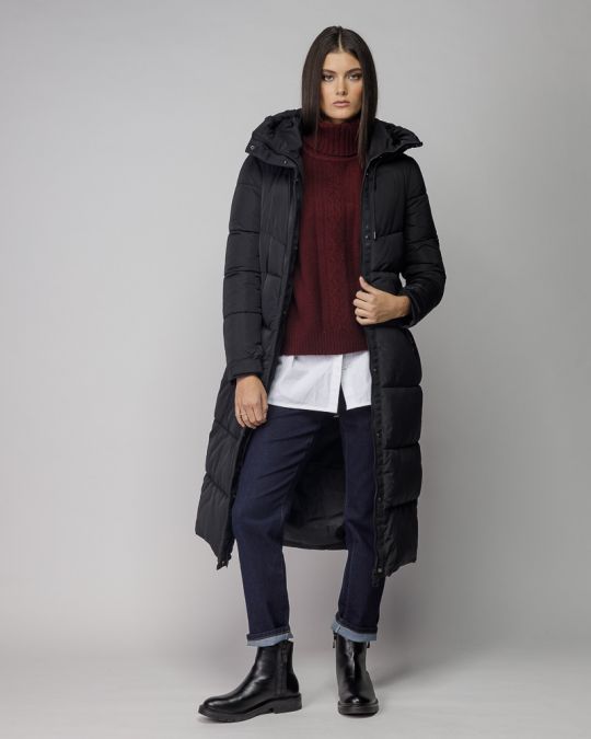 BLACK WOMEN'S LONG WINTER COAT 2D25FW3570KA1600