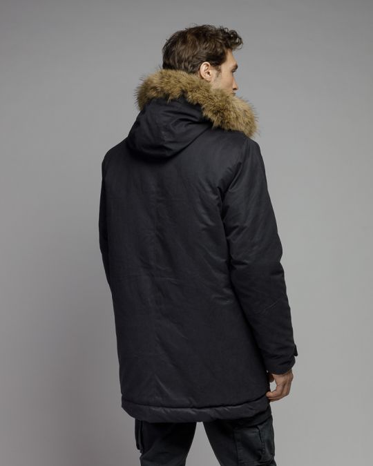 BLACK MEN'S LONG COAT 1D25FW3005KA1600