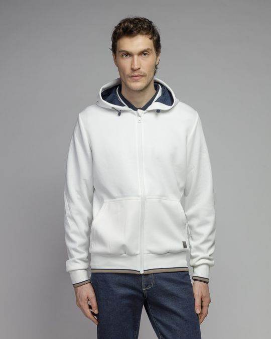 WHITE MEN'S ZIP SWEATER 1D25FW4097KA0701