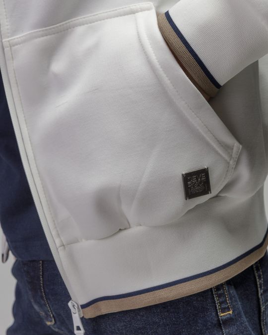 WHITE MEN'S ZIP SWEATER 1D25FW4097KA0701