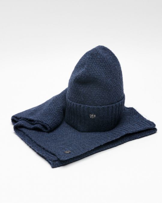 BLUE WOMEN'S KNITTED BEANIE 2D25FW8510HA1101