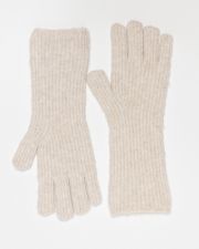 BEIGE WOMEN'S KNITTED GLOVES