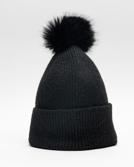 BLACK WOMEN'S KNITTED BEANIE 2D25FW8515HA1101