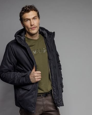 BLACK MEN'S COAT 1D25FW3006KA1600