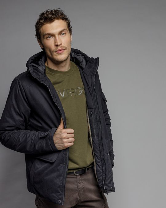 BLACK MEN'S COAT 1D25FW3006KA1600