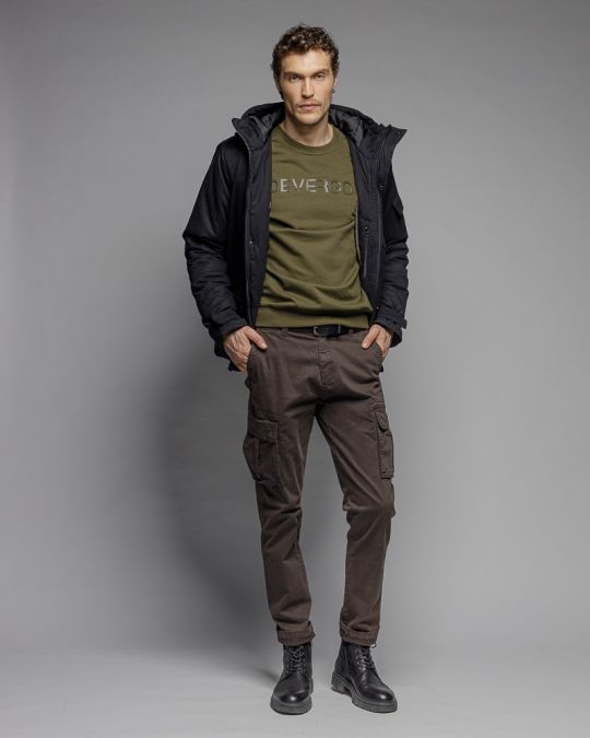 BLACK MEN'S COAT 1D25FW3006KA1600