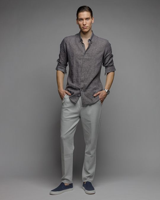 BLACK MEN'S SHIRT 1D26SS5005LS1301