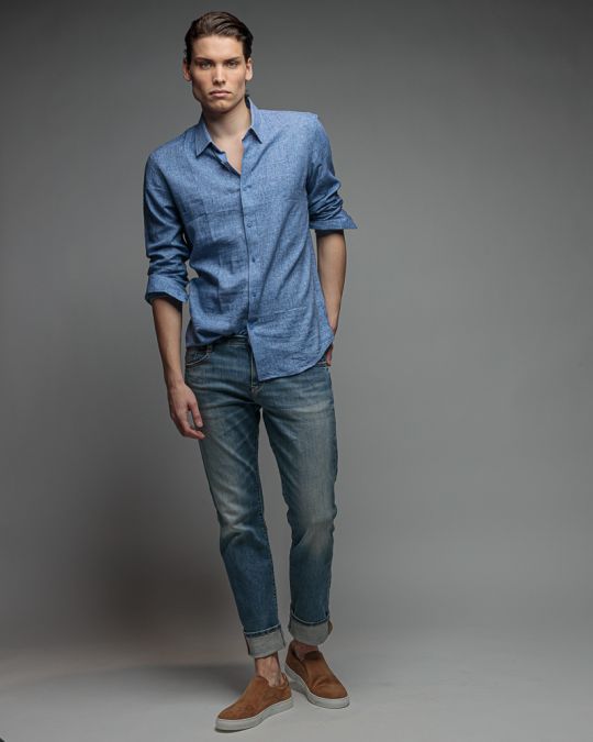 BLUE MEN'S SHIRT 1D26SS5005LS1301