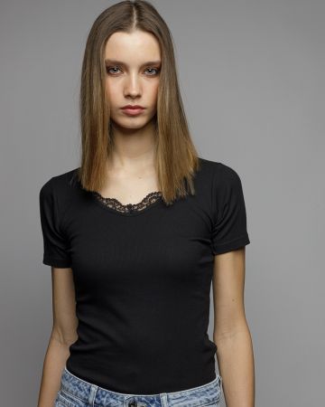 BLACK WOMEN'S SHORT SLEEVE T-SHIRT 2D26SS4520SS3305