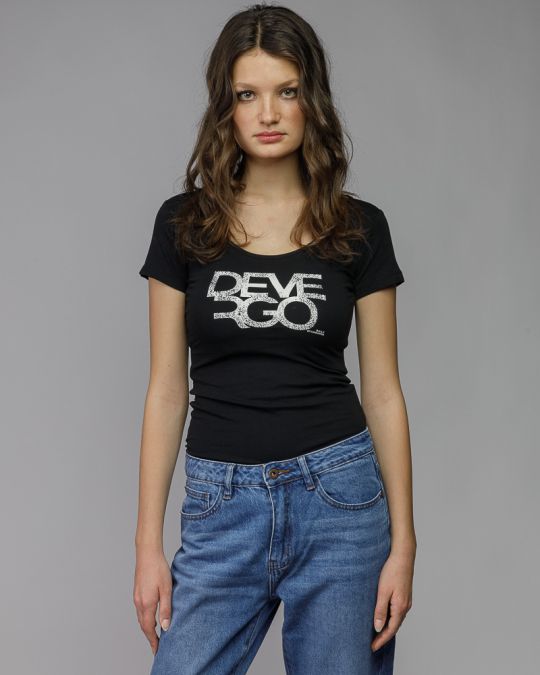 BLACK WOMEN'S SHORT SLEEVE T-SHIRT 2D26SS4552SS0205