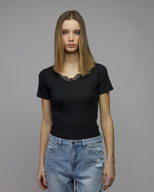 BLACK WOMEN'S SHORT SLEEVE T-SHIRT 2D26SS4520SS3305