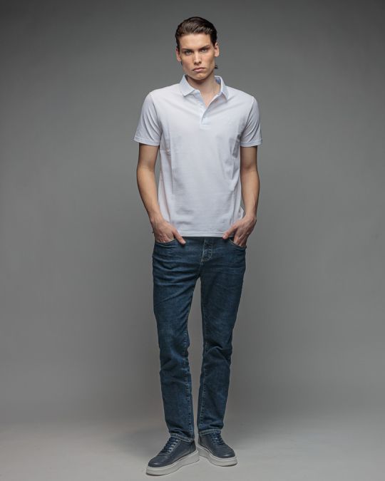 WHITE MEN'S SHORT SLEEVE POLO SHIRT 1D26SS4026SS2405