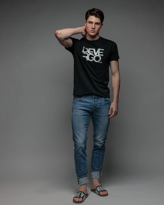 BLACK MEN'S SHORT SLEEVE T-SHIRT 1D26SS4033SS0105