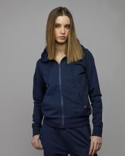 BLUE WOMEN'S HOODED ZIP SWEATER