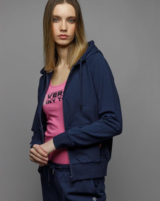 BLUE WOMEN'S HOODED ZIP SWEATER 2D26SS4587KA0705