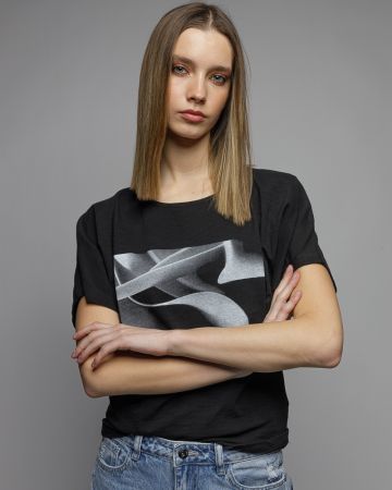 BLACK WOMEN'S SHORT SLEEVE T-SHIRT 2D26SS4537SS0105