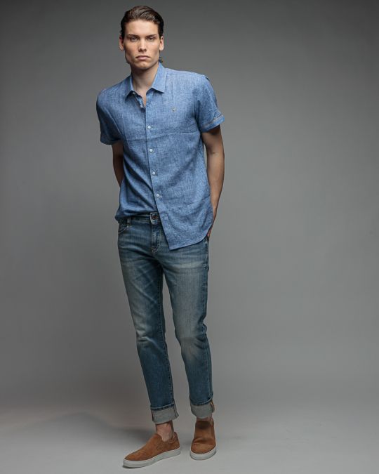 BLUE MEN'S SHIRT 1D26SS5006SS1301