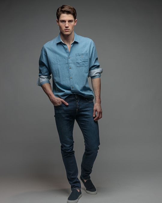 BLUE MEN'S SHIRT 1D26SS5003LS1301