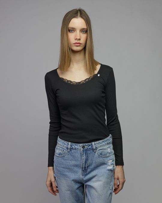 BLACK WOMEN'S LONG SLEEVE T-SHIRT 2D26SS4550LS3305