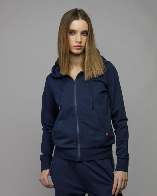 BLUE WOMEN'S HOODED ZIP SWEATER 2D26SS4587KA0705