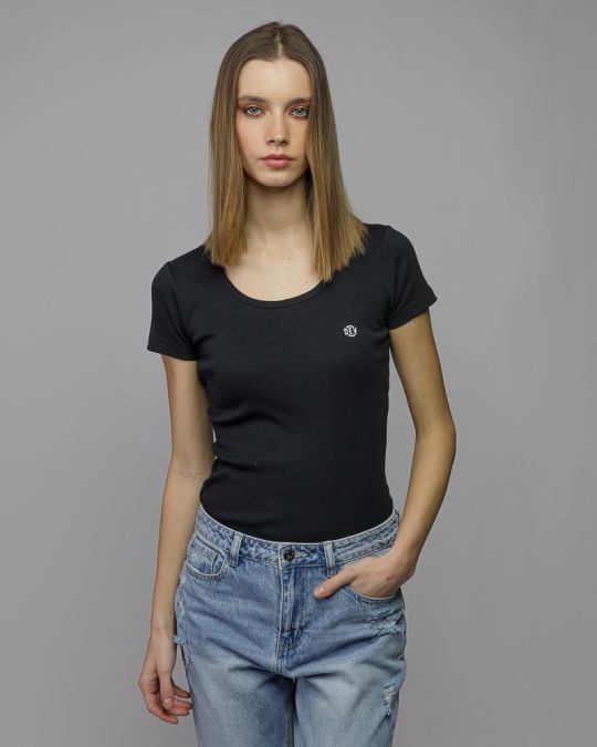 BLACK WOMEN'S SHORT SLEEVE T-SHIRT 2D26SS4521SS3305