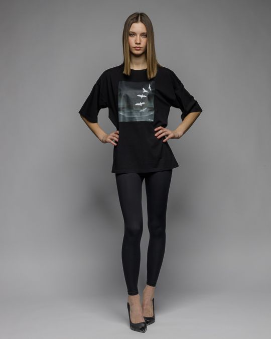 BLACK WOMEN'S SHORT SLEEVE T-SHIRT 2D26SS4524SS0105