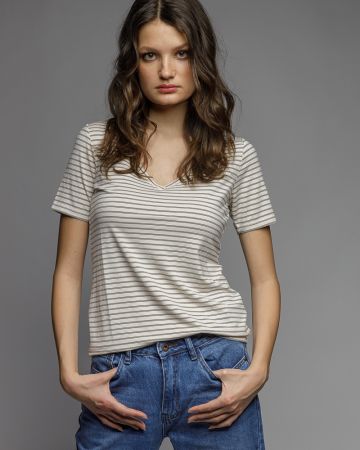 BEIGE WOMEN'S SHORT SLEEVE T-SHIRT 2D26SS4543SS0105