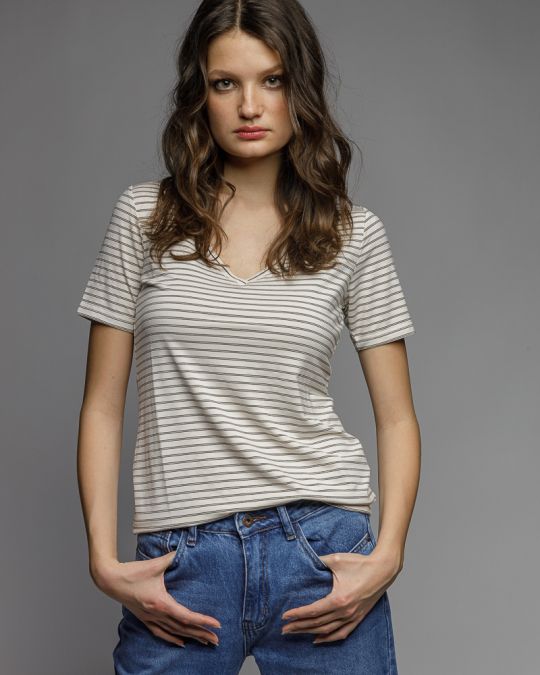 BEIGE WOMEN'S SHORT SLEEVE T-SHIRT 2D26SS4543SS0105