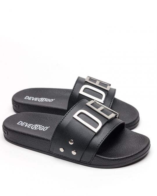 BLACK WOMEN'S SLIPPERS  - CARAVELLA LETTERS DE26SS2526LT SY