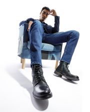 BLACK MEN'S BROGUE - LUIGI LEATHER