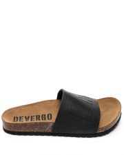 BLACK MEN'S LEATHER SLIDES - ATLAS