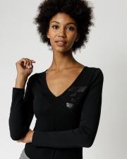 BLACK WOMEN'S LONG-SLEEVE BODYSUIT