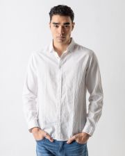 WHITE MEN'S LS SHIRT