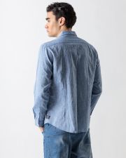 BLUE MEN'S LS SHIRT