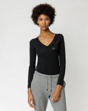 BLACK WOMEN'S LONG-SLEEVE BODYSUIT