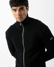 BLACK MEN'S LOOSE FIT ZIPPED